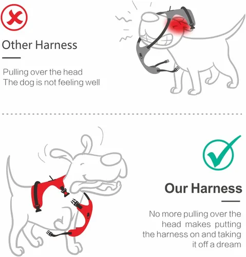 Vista 2 de PoyPet - Arnés de perro sin tirones, arnés reflectante con 2 clips delanteros y traseros y asa de fácil control para perros pequeños, medianos