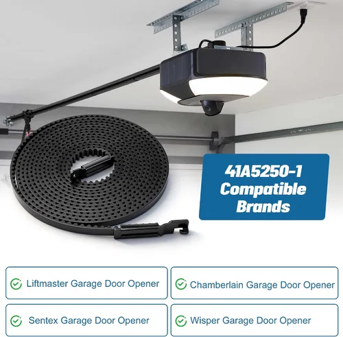 Vista 5 de Correa de transmisión Whisper Drive (257"), 41A5250-1 Correa corta para puertas de garaje de 8 pies de alto, compatible con abridores de puerta