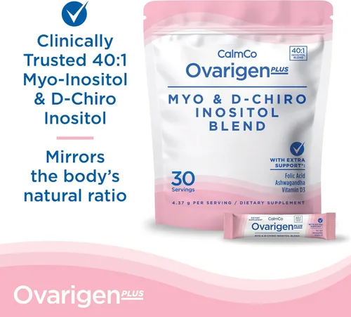 Vista 3 de CalmCo Ovarigen Plus Myo-Inositol & D-Chiro Inositol Blend, 30 sobres