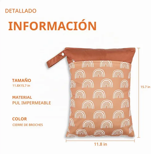 Vista 4 de Paquete de 2 bolsas para artículos húmedos y secos para pañales de tela y piezas de extractor de leche, bolsa húmeda reutilizable impermeable