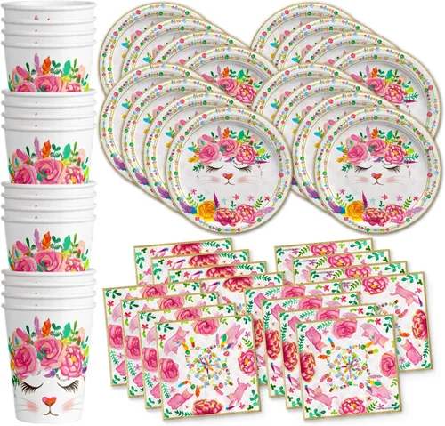 Vista 10 de Noah's Ark - Juego de suministros para fiesta de cumpleaños, platos, servilletas, vasos, vajilla para 16