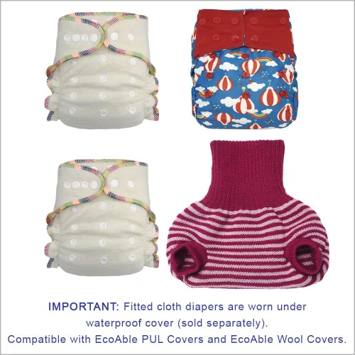 Vista 5 de Overnight Hemp - Pañal de tela ajustado: ajustable de talla única con botones a presión y 2 inserciones de cáñamo de algodón, unisex para bebé