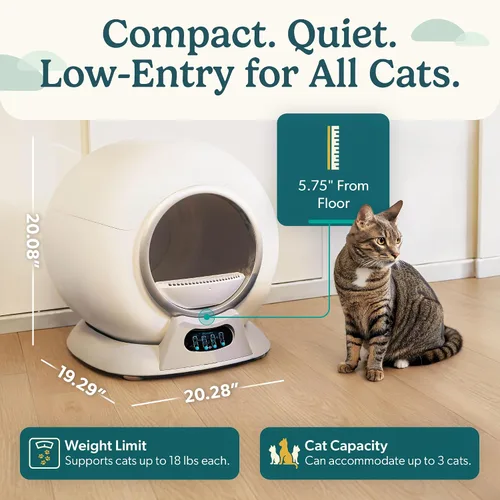 Vista 4 de Petcove PurrTek - Caja de arena autolimpiante automática para varios gatos, con control inteligente de aplicación (Wi-Fi de 5 GHz), triple control