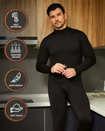 Vista 2 de CL convallaria Paquete de 2 calzoncillos térmicos largos para hombre, forro polar suave, capa base para clima frío, tallas XS-4XL