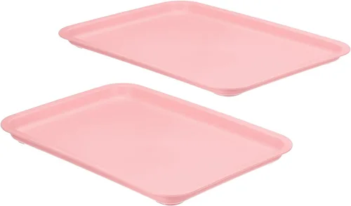 Vista 11 de PATIKIL Bandeja de comida rápida de 12 x 9, paquete de 2 bandejas rectangulares reutilizables de plástico multiusos para cafetería, restaurante Azul