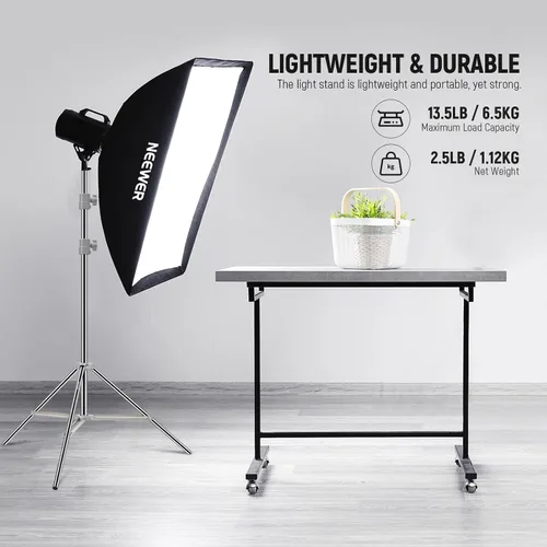 Vista 4 de NEEWER Soporte de Luz Mejorado de 75"/190cm de Acero Inoxidable con Resorte, Trípode de Fotografía Plegable con Juntas de Tubo Más Resistentes