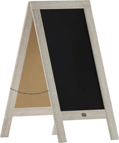 Vista 12 de Cartel en forma de "A" con pizarra de HBCY Creations: Letrero de madera maciza de 40x20 en forma de "A", pizarra rústica marrón de doble cara