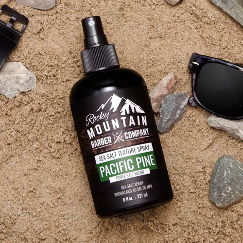 Vista 5 de Rocky Mountain Barber Company Spray de sal marina para hombres, añade volumen, textura y sujeción ligera para todo tipo de cabello, mezcla triple