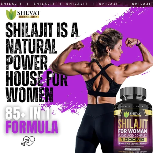 Vista 2 de Shilajit Cápsulas de 1000 mg – Shilajit puro para mujeres con ácido fúlvico orgánico para energía y apoyo inmunológico, suplementos minerales