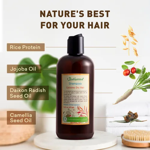 Vista 7 de Just Nutritive Champú Extreme Dry Hair El mejor champú para cabello extremadamente seco Restaura el cabello seco dañado Nutrición profunda