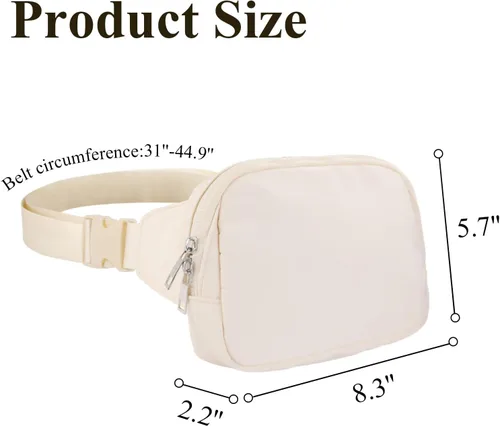 Vista 4 de Everywhere - Riñonera grande de 2 litros, impermeable para todas partes, para mujeres y hombres con correa ajustable, Blanco, Moda