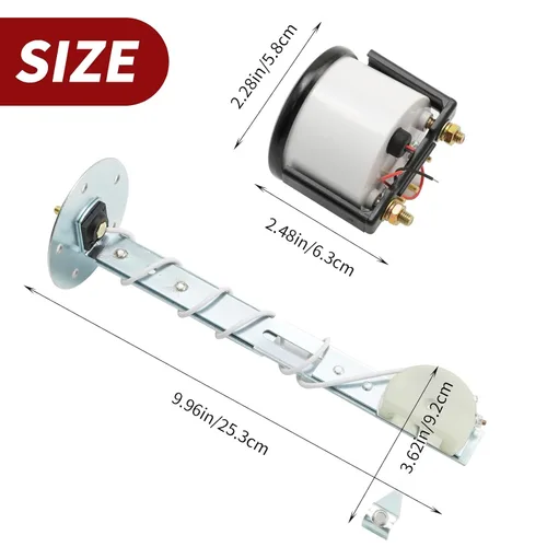 Vista 2 de Medidor de nivel de combustible universal de 2 pulgadas 52 mm para coche con sensor de combustible E-1/2-F puntero 12 V