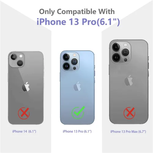 Vista 2 de Funda compatible con iPhone 13 Pro con protector de pantalla, diseño de patrón de flores, funda transparente floral para mujer, a prueba de golpes