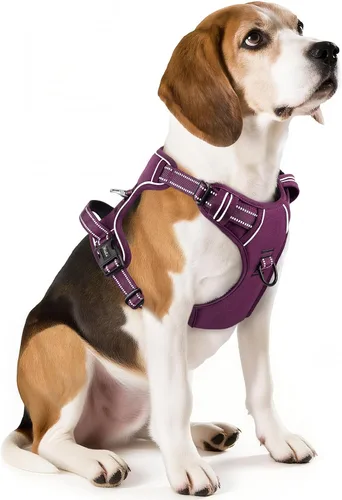 Vista 46 de HEELE Arnés para perro pequeño sin tirones con mango suave, arnés reflectante ajustable, color negro, XS Reflective Front Clip Vest with Control
