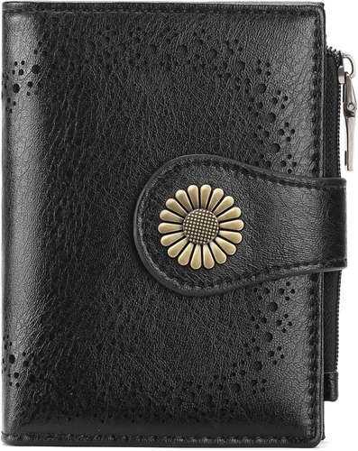 Vista 18 de SENDEFN - Carteras pequeñas para mujer, cartera compacta con bloqueo RFID, de cuero, plegable, con bolsillo para monedas y cierre, A-baby Azul