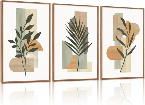 Vista 11 de CHDITB Juego de arte abstracto en lienzo enmarcado moderno para pared, ilustraciones contemporáneas para decoración del hogar, pintura de pared
