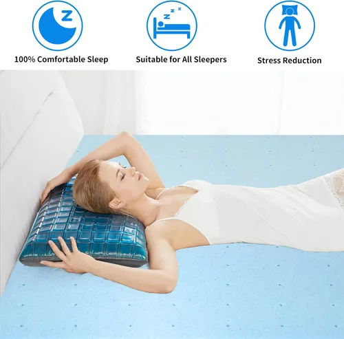 Vista 5 de BLKMTY Cubrecolchón King de 3 pulgadas, cubrecolchón de espuma viscoelástica ventilada con infusión de gel refrescante, colchón suave y transpirable