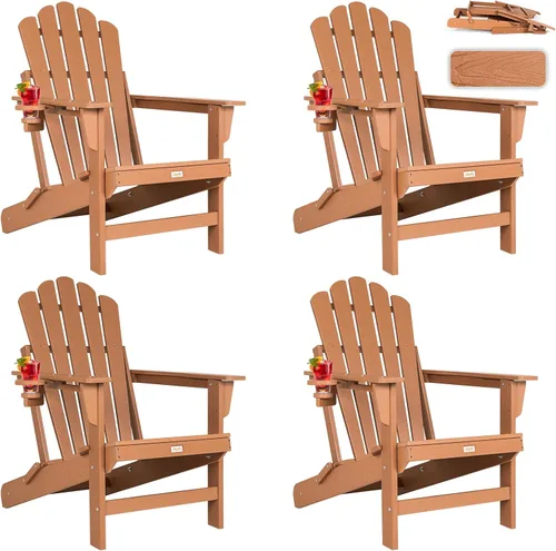 Vista 12 de Silla Adirondack plegable de gran tamaño, silla para hogueras de HDPE Negro