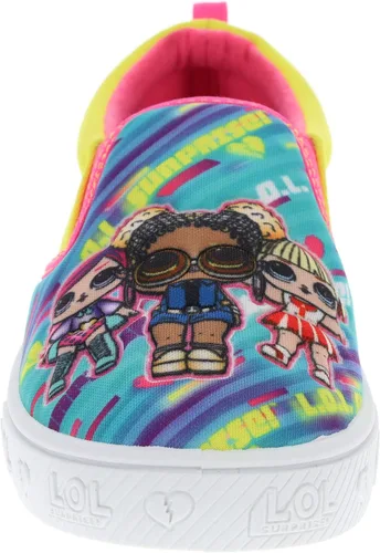 Vista 2 de LOL Surprise Tenis para niñas sin cordones zapatos de tenis y caña baja talla 10 a talla 2 de niña Rosado