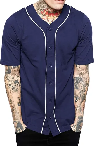 Vista 25 de Hat and Beyond camiseta de béisbol para hombre con botones hipster hip hop