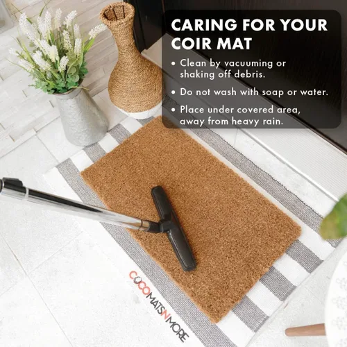 Vista 5 de COCO MATS 'N MORE Felpudo de fibra de coco natural tejida a mano, duradero, de bajo perfil, para puerta delantera, porche, raspa los zapatos más