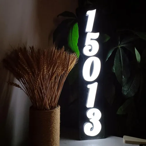 Vista 11 de Señales de Números de Casa LED Personalizadas Señales de Números de Casa Verticales/Horizontales Iluminadas Placa de Dirección de Casa