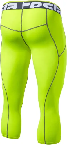Vista 2 de TSLA Pantalones de compresión 34 para hombre, mallas de entrenamiento para correr, leggings atléticos capri de secado fresco, capa base de yoga
