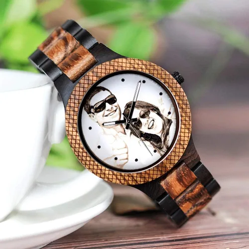 Vista 3 de BOBO BIRD Relojes de madera grabados personalizados para hombre, relojes de pulsera casuales de cuarzo, para hombres, familiares, amigos, regalo
