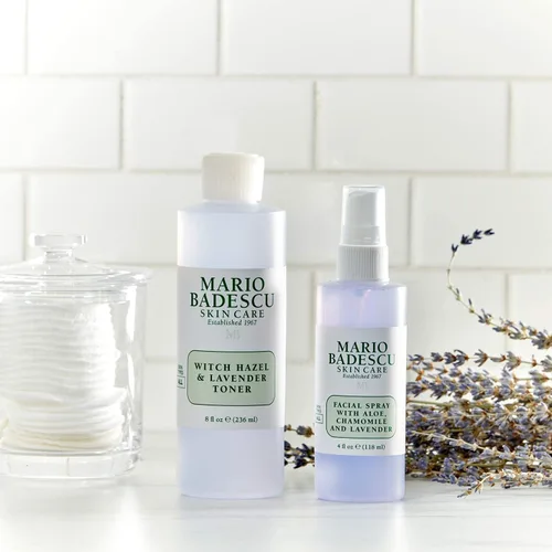 Vista 3 de Mario Badescu Tónico facial de hamamelis sin alcohol para piel envejecida, infundido con lavanda/agua de rosas y aloe vera, tónico facial para piel