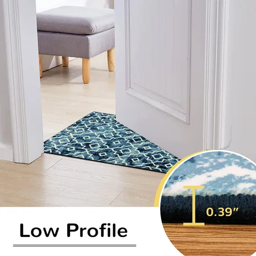 Vista 3 de Moynesa Alfombra marroquí lavable de 2 x 3 pulgadas, pequeña, azul, para cocina, baño, suave, antideslizante, de pelo bajo, moderna, geométrica