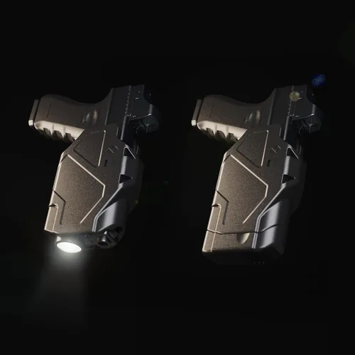 Vista 6 de Orpaz Delta G45 Funda de rodamiento de luz compatible con funda Glock 45 con luz, adaptador modular de linterna de nivel II y tapa protectora