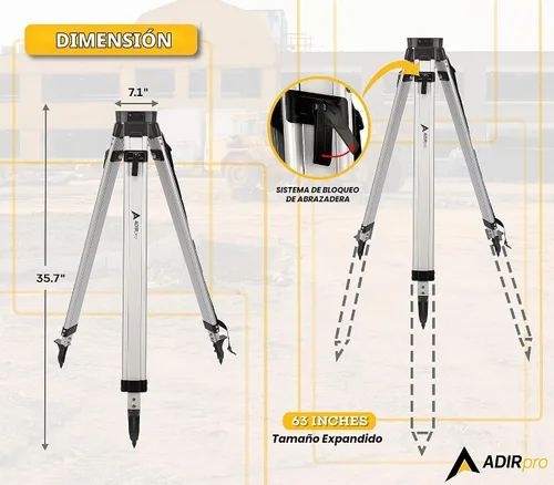 Vista 3 de Trípode de aluminio AdirPro con abrazadera rápida