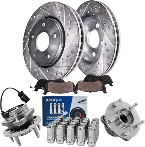 Vista 182 de Detroit Axle - Rotores de freno para Ford 2013-2019 Explorer Taurus Flex Lincoln MKT MKS, rotores de freno de disco ranurados perforados de repuesto