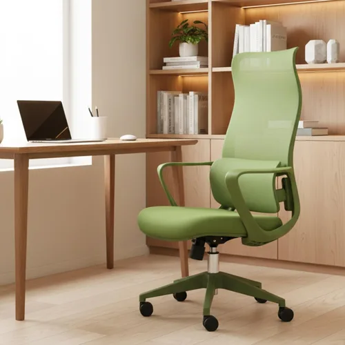 Vista 8 de Modern Executive Office Chair with Adjustable Height Lumbar Support 3D Armrests Ergonomic Curved Back Swivel Base Conference Room Task Chair