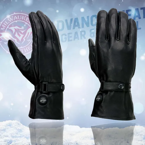 Vista 7 de Milwaukee Leather Men's and Women's Cold Weather Gloves with Heating Tech for Motorcycle, Hunting, Outdoor Use Mg7519set-negro-hombre