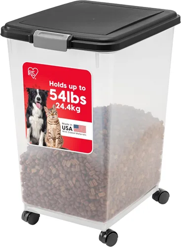Vista 17 de IRIS USA Contenedor hermético de almacenamiento de alimentos para perros, hasta 40 libras, ruedas acoplables, para almacenamiento de alimentos