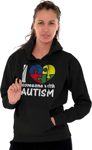 Vista 3 de Brisco Brands I Love Someone with Autism Puzzle Sudadera con capucha para mujeres y hombres