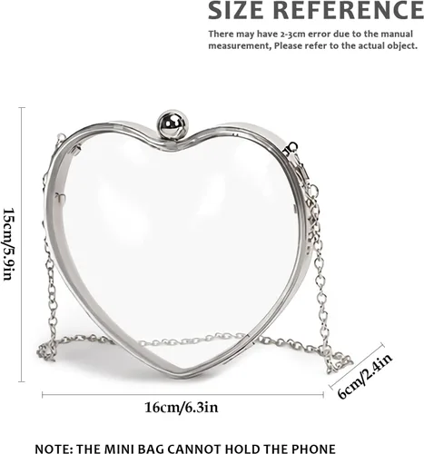 Vista 2 de LAKSMI Bolsos de mano de noche de acrílico transparente para mujer, con forma de corazón, lindo bolso con correa de cadena