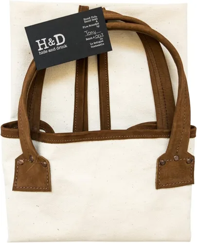 Vista 6 de Hide & Drink, Bolsa de leña de lona duradera con forro de cuero hecho a mano (gamuza Swayze)