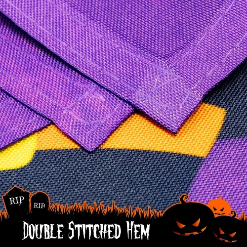 Vista 5 de G128 - Bandera de jardín de Halloween, cita de truco o trato con bonito búho, decoraciones de jardín y patio, bandera rústica de temporada para 12 x