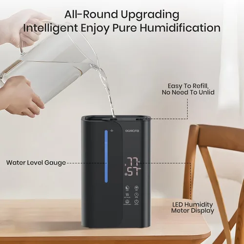 Vista 6 de OGACFO Humidificadores de niebla fría de 5 litros para dormitorio, habitación grande, humidificador de aire inteligente ultrasónico de llenado
