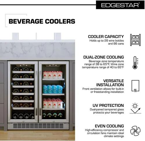 Vista 2 de EdgeStar CWB2886FD Enfriador de vino y bebidas integrado de 30 pulgadas