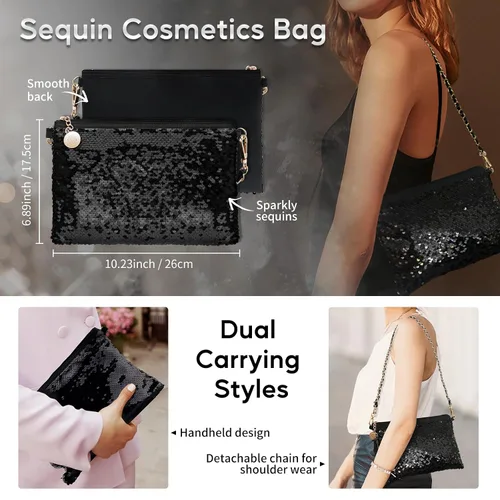 Vista 3 de Color Nymph Kit de maquillaje todo en uno para mujeres y niñas, juego de regalo de cosméticos con bolsa de hombro de lentejuelas, incluye paleta