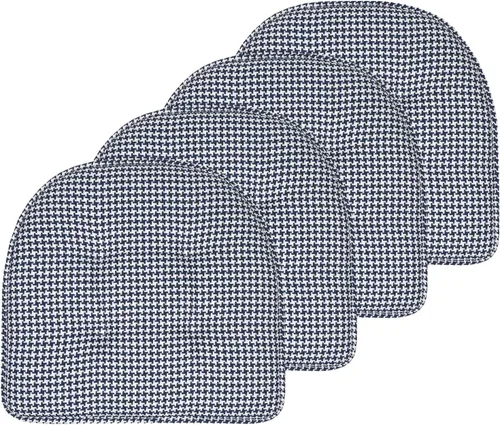 Vista 120 de Sweet Home Collection - Cojín de asiento de espuma viscoelástica y respaldo de caucho antideslizante con capitoné para silla, cojín en U, 17x16 Gris