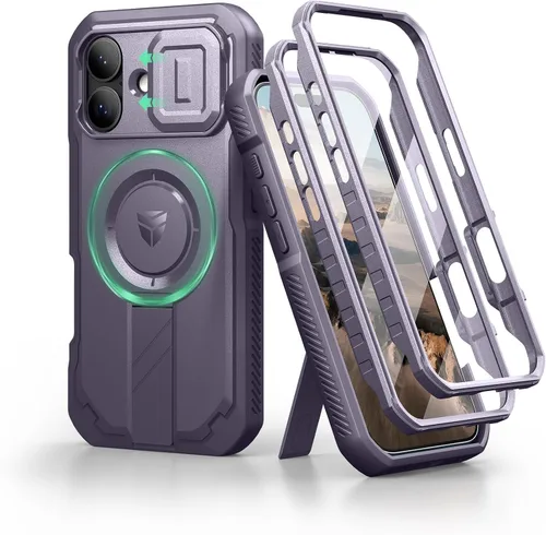 Vista 115 de Dexnor - Funda para iPhone 12 & iPhone 12 Pro con tapa deslizante para cámara, soporte ajustable y protector de pantalla integrado, carcasa