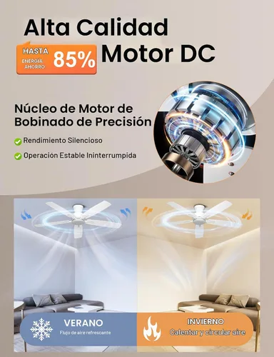 Vista 4 de Ohniyou Ventilador de techo de perfil bajo de 52 pulgadas, sin luz, para Blanco
