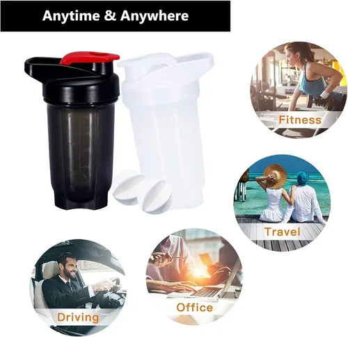 Vista 5 de Botella Mezcladora para Batidos de Proteína con Taza y Botella Mezcladora de 10 onzas/300ML con Bolitas Mezcladoras, Juego de Botellas Mezcladoras