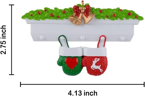 Vista 5 de MAXORA Adorno personalizado para árbol de Navidad de familia de 2 mitones 2023, tradición familiar, recuerdo de Navidad, colección de regalo