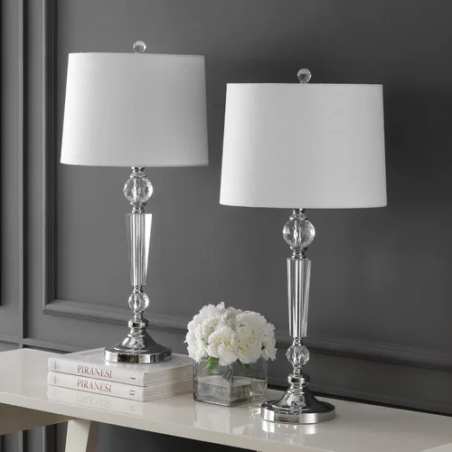Vista 5 de Eyely EYL2048A-SET2 Wells - Lámpara de mesa LED de cristal de 29.5 pulgadas para sala de lectura, sala de estar, oficina, dormitorio, moderna