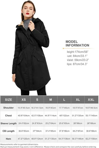Vista 6 de Orolay Parka Abrigo de invierno con forro polar grueso para mujer con bolsillos